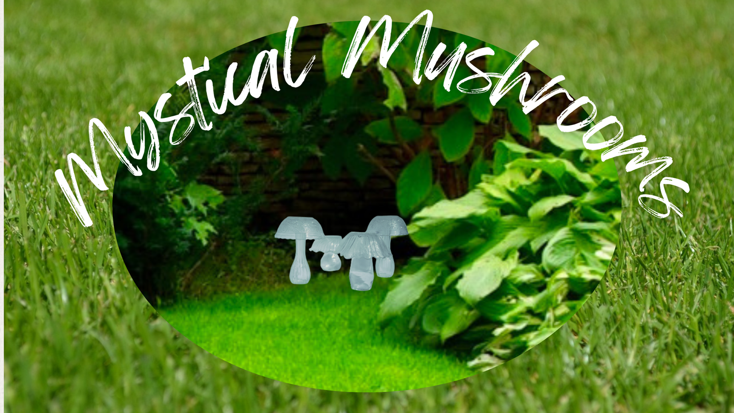 Handmade Glass Garden Mushrooms