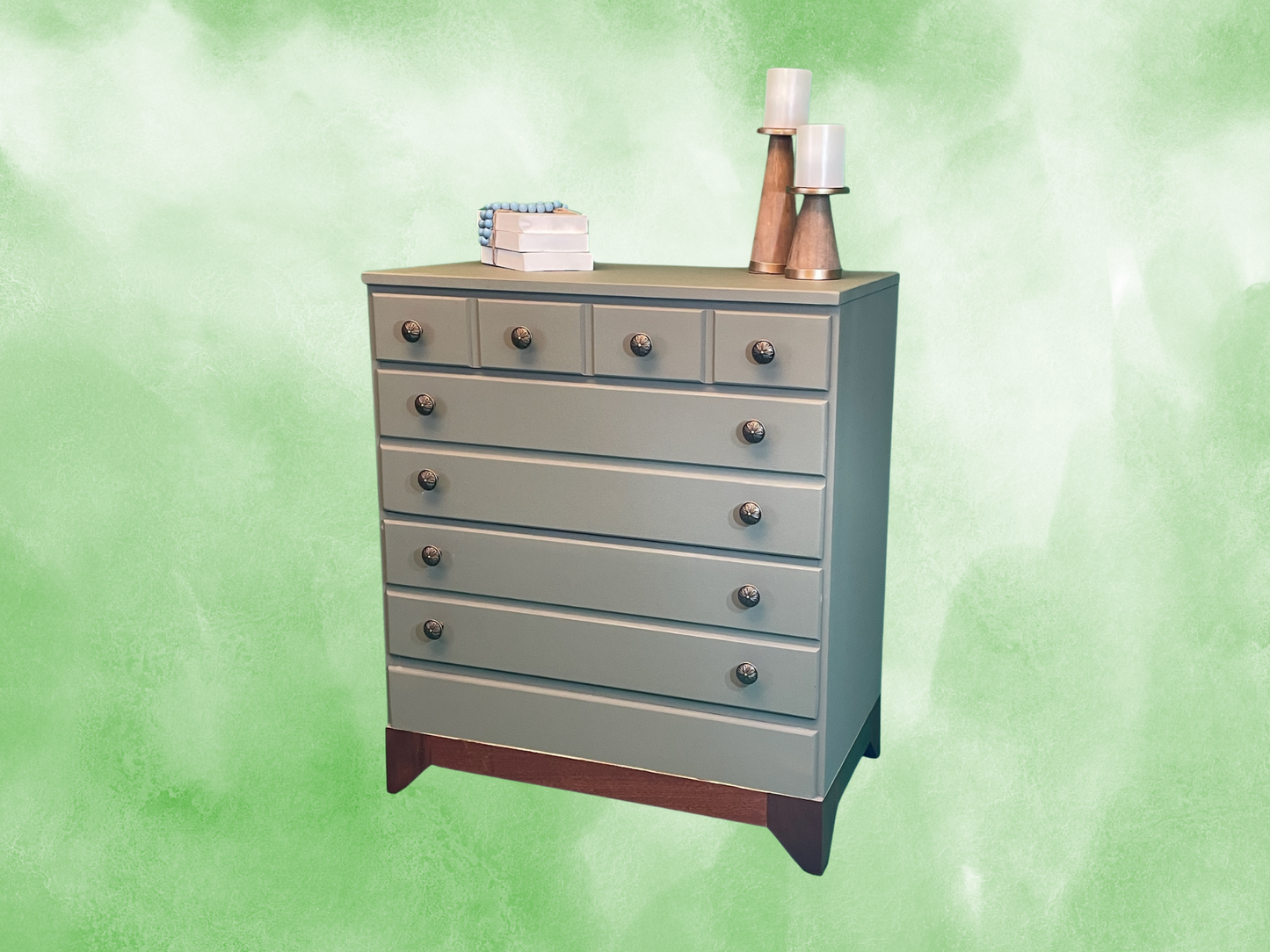 Refinished Olive Wood Dresser - Vintage with Custom Touch