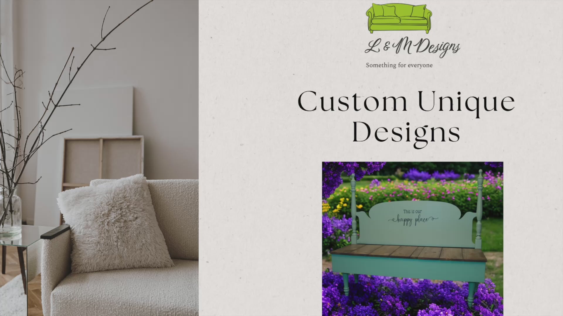 Upcycled Headboard Garden Bench 'This is Our Happy Place' | L\u0026M Designs – L  \u0026 M Designs, image size:1920x1080