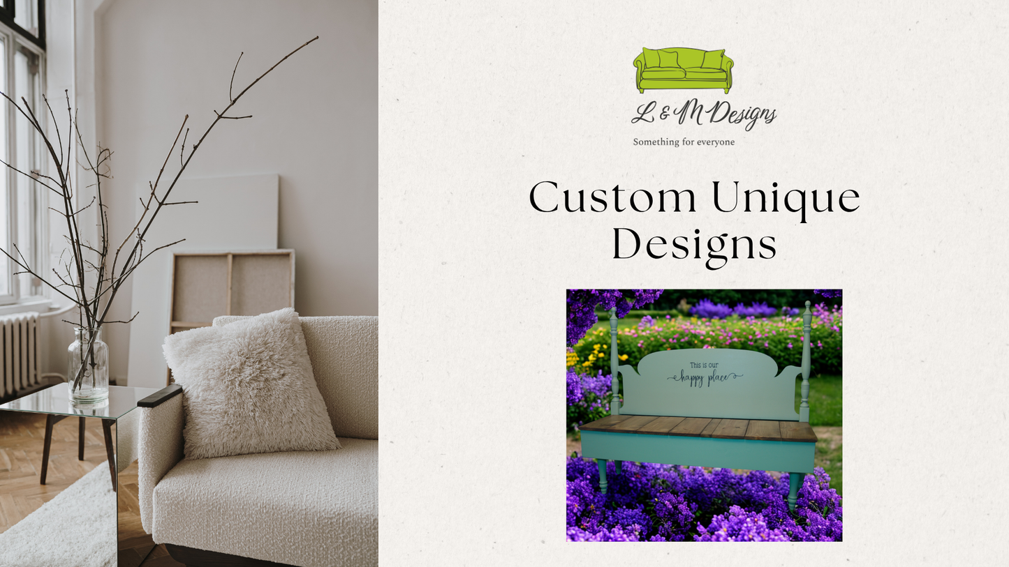 Custom 'This is our happy place' Headboard Garden Bench