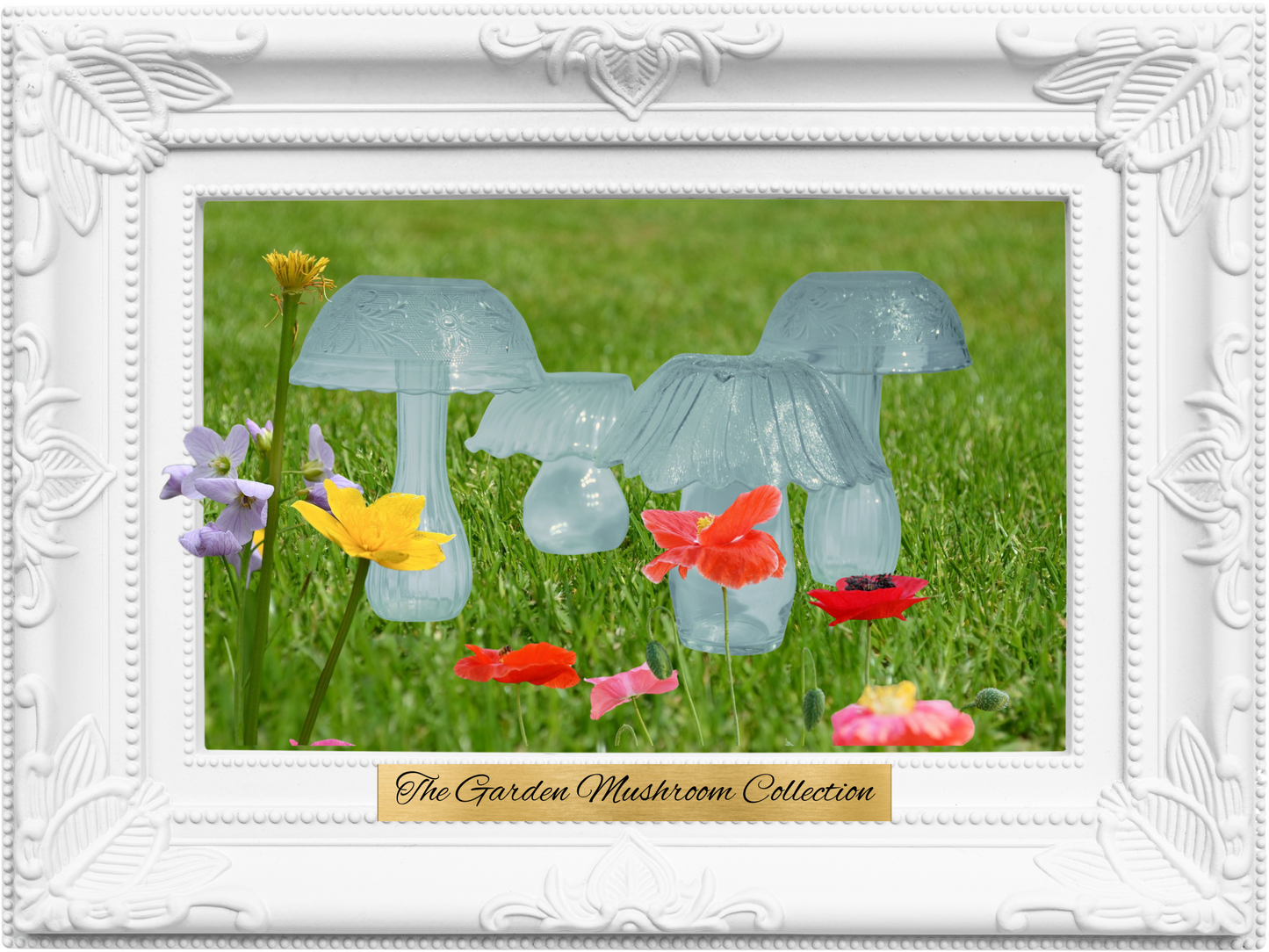 Handmade Glass Garden Mushrooms