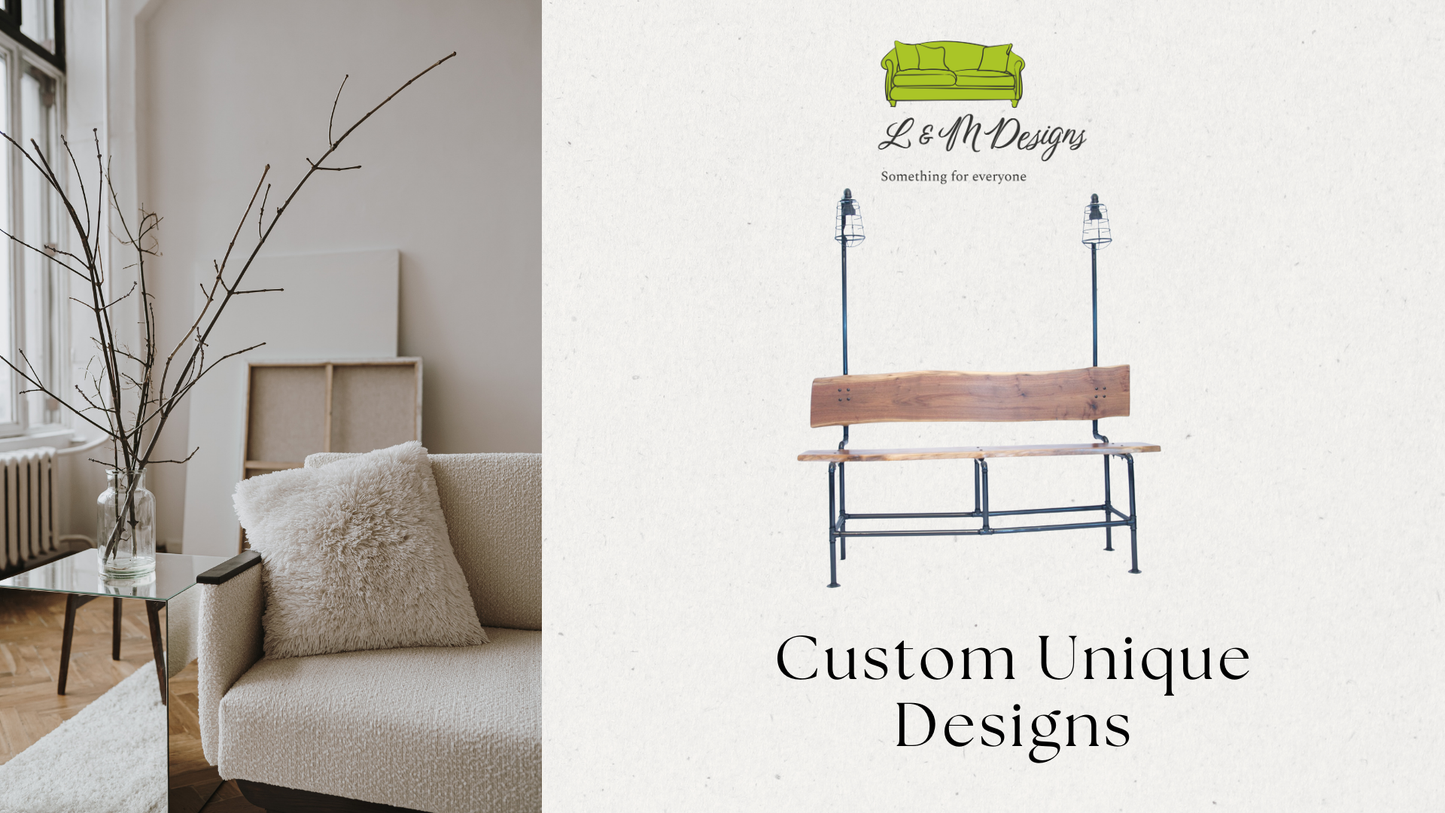 Handcrafted Walnut and Black Pipe Bench | Industrial Garden, Patio, or Entryway Seating | L&M Designs
