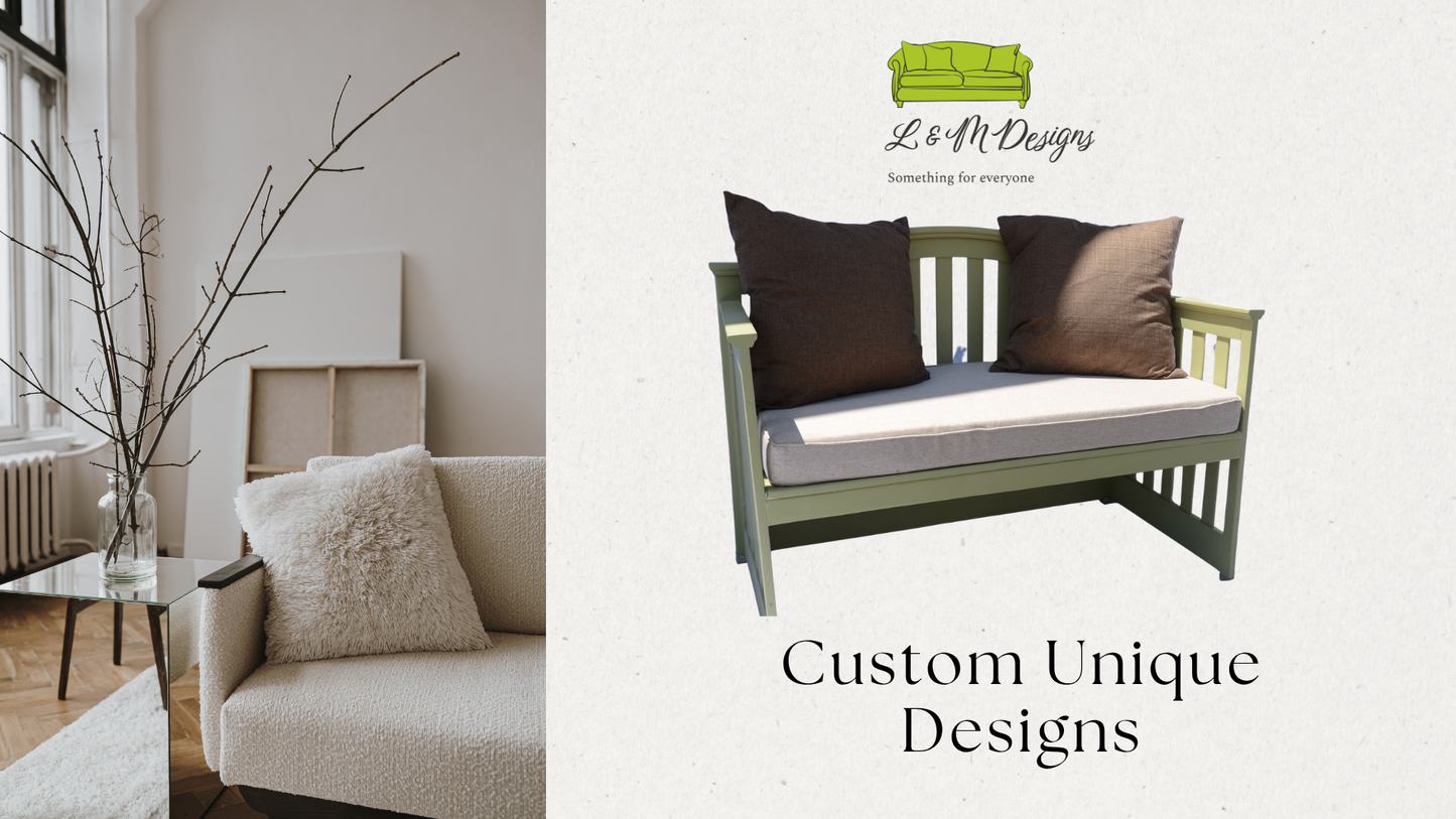 Handcrafted Day Bed Bench | Garden Bench with Cushion & Pillows | Outdoor Seating