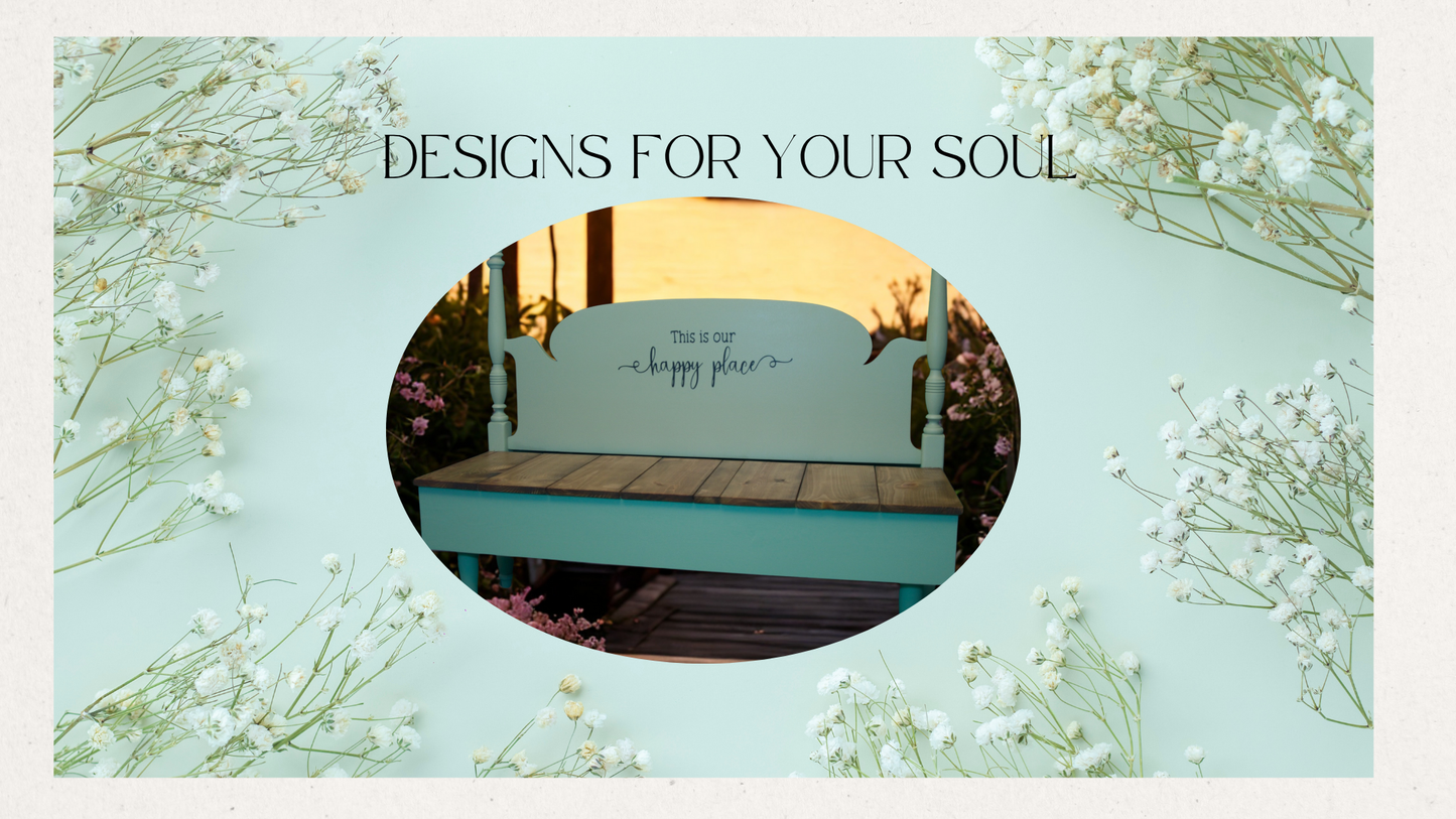 Custom 'This is our happy place' Headboard Garden Bench