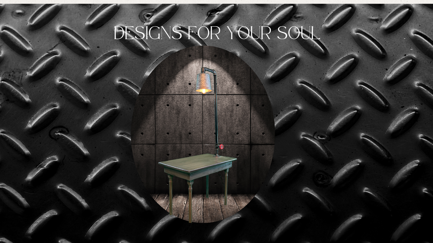 Industrial Lamp End Table | Upcycled Functional Art | Handmade by L & M Designs