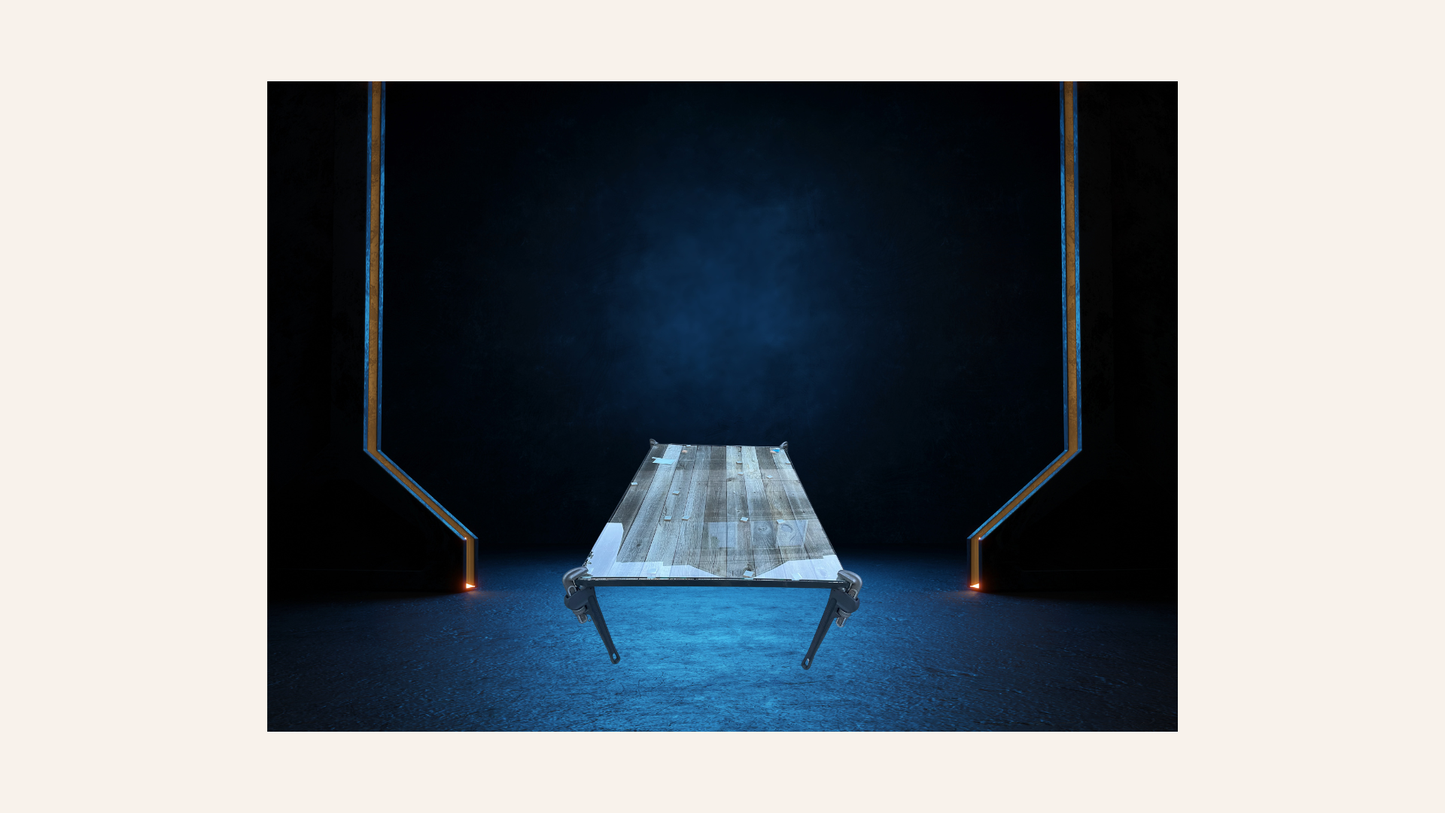 The Pipe Wrench Coffee Table – Reclaimed Barn Wood & Glass | Handcrafted One-of-a-Kind