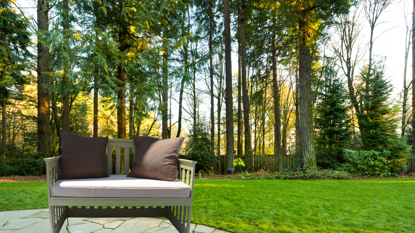 Handcrafted Day Bed Bench | Garden Bench with Cushion & Pillows | Outdoor Seating