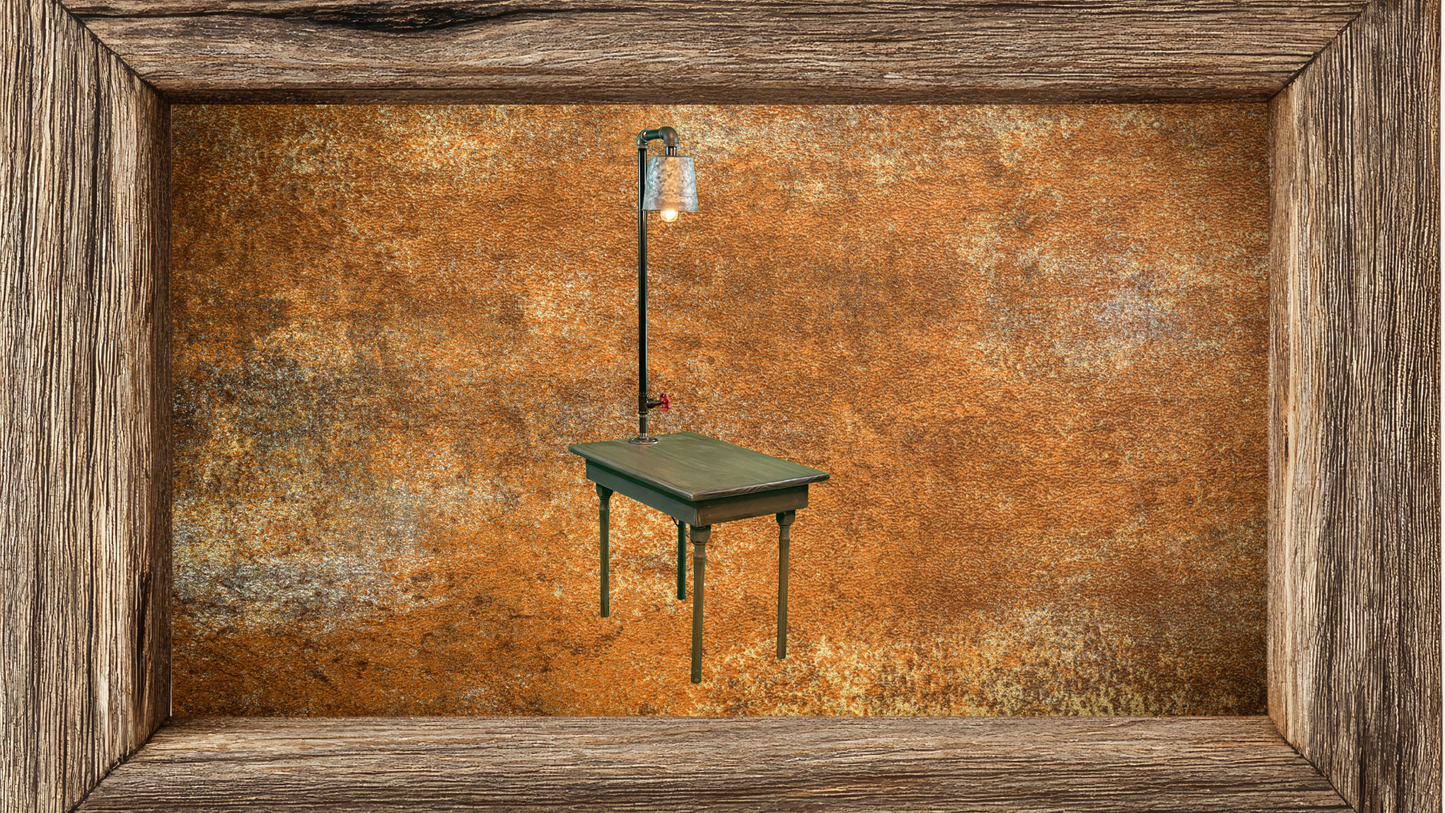 Industrial Lamp End Table | Upcycled Functional Art | Handmade by L & M Designs