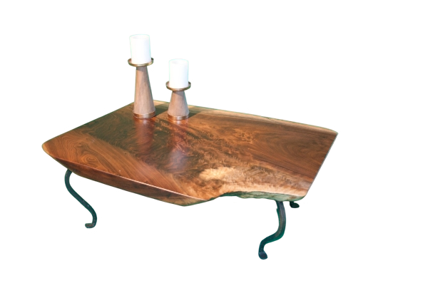 Elegant Live-Edge Walnut Coffee Table | Custom Iron Legs & Hand-Rubbed Danish Oil